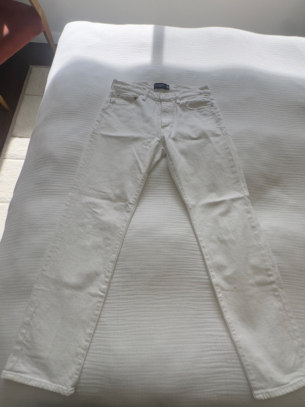 Abercrombie & Fitch Men's Cream Straight-Leg Chinos